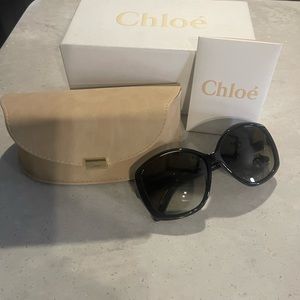chloe 58mm round frame sunglasses w/case
